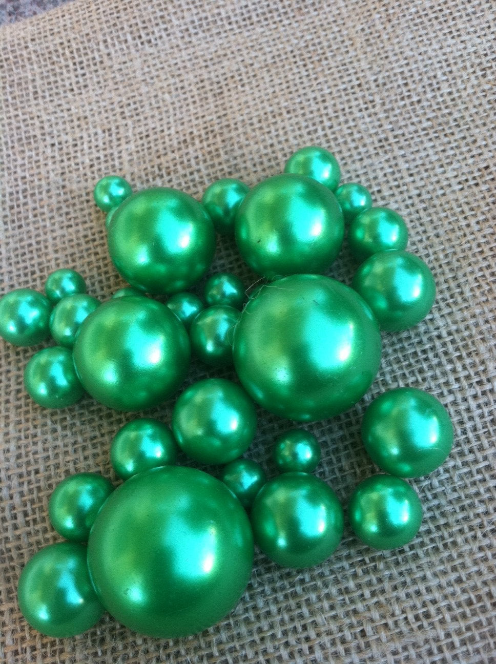 Kelly-Lime Green Jumbo Pearls No holes(8-10-14-18-24-30mm) for vase fillers/wedding - Pick your size.