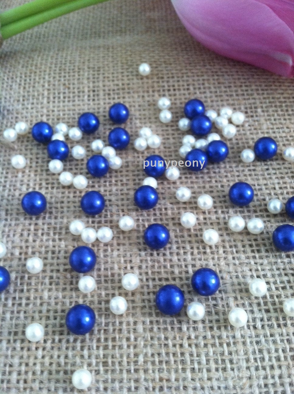 150 Pcs Pearls Ivory/Royal Blue For Table Scatters/Confetti and wedding decors