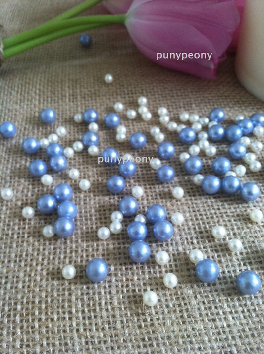 150 Pcs Pearls Ivory/Malibu-Sky Blue For Table Scatters/Confetti and wedding decors