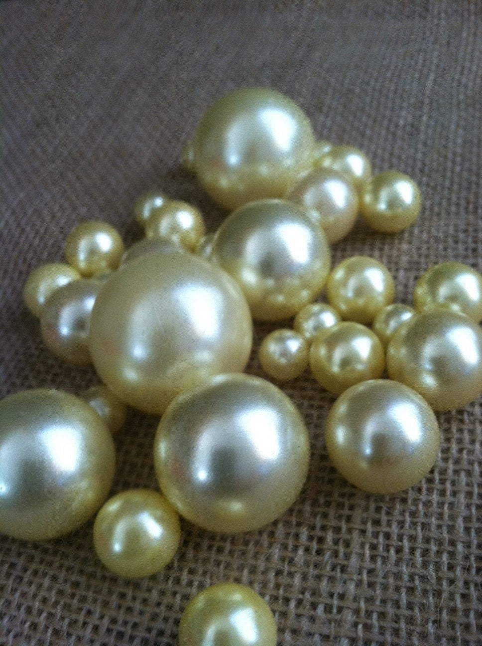 Canary Yellow Jumbo Pearls No holes(8-10-14-18-24-30mm) for vase fillers/wedding - Pick your size.