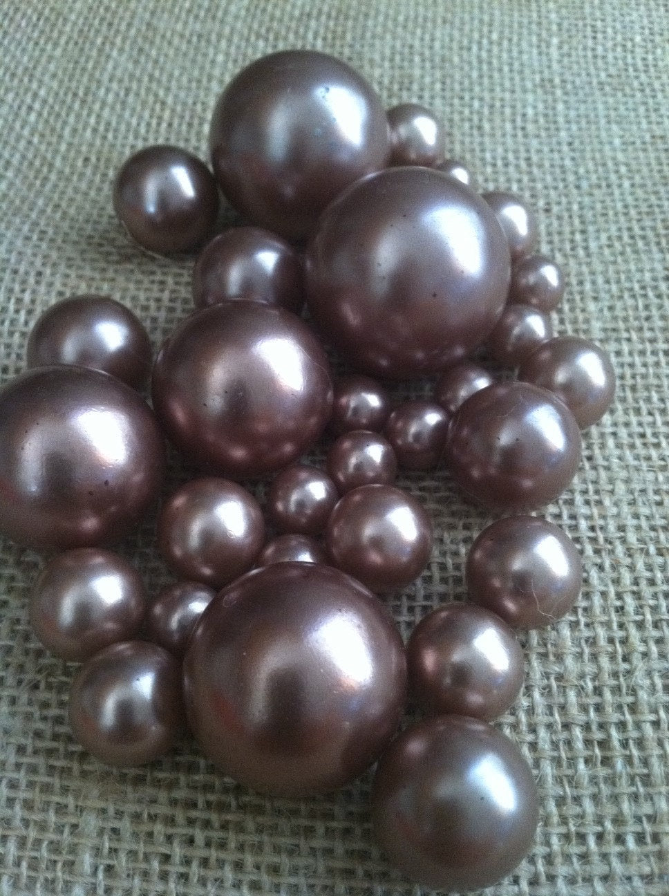 Light Cocoa Brown/Bronze Jumbo Pearls No holes(8-10-14-18-24-30mm) for vase fillers/wedding - Pick your size.