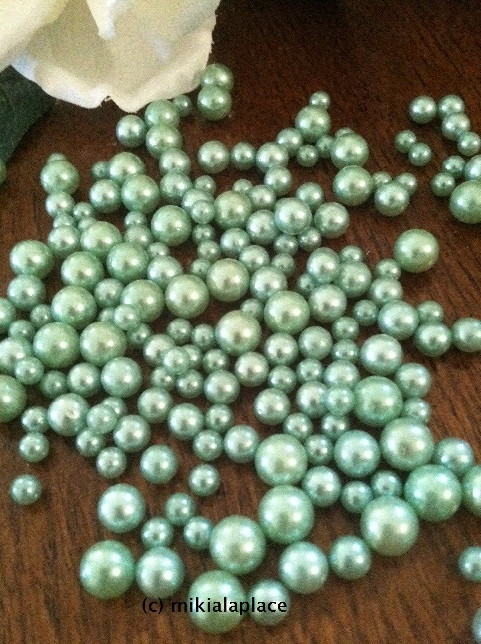 Seafoam Green Jumbo Pearls/Table Confetti mix sizes 5-6-7-8-9-10-14-18-14-18-24-30 For Wedding & Home Decors