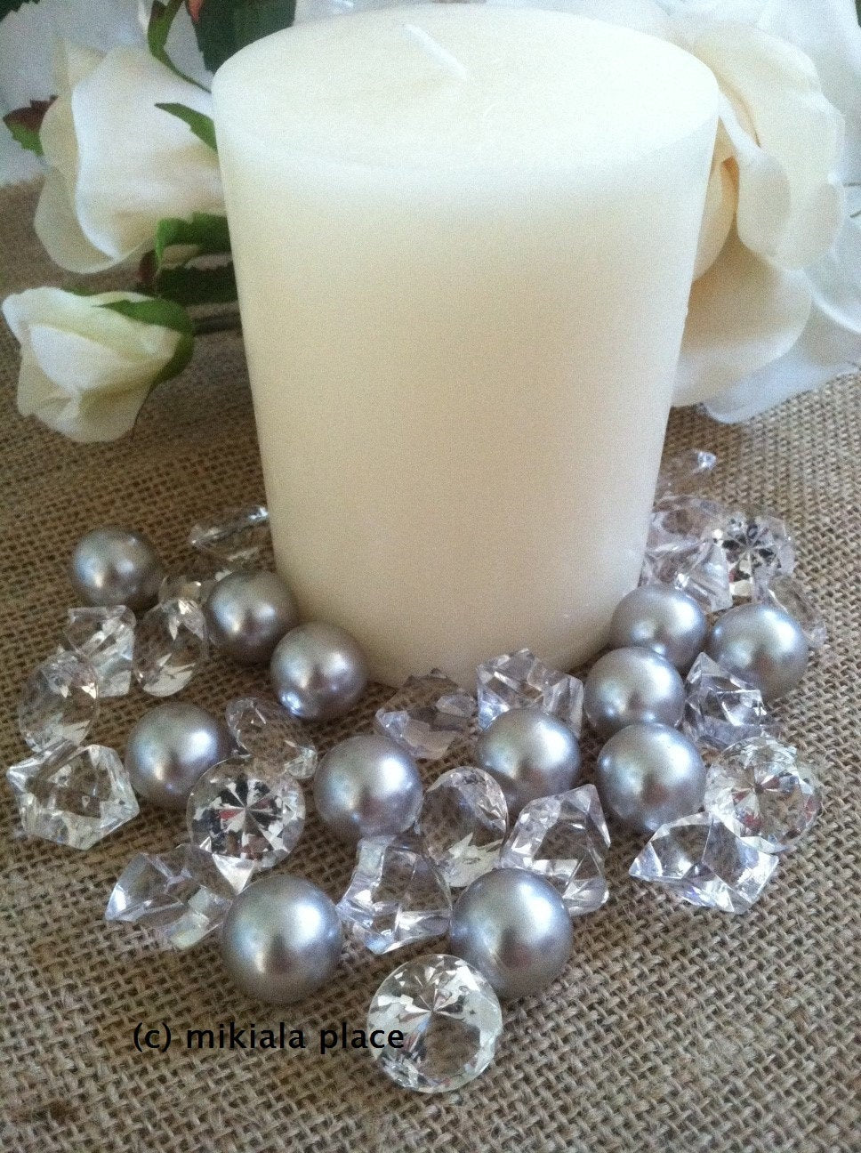 Vase Fillers Acrylic Diamonds, nuggets, Silver Pearl Gem Mixes For Wedding/Home Decor/Table Scatters