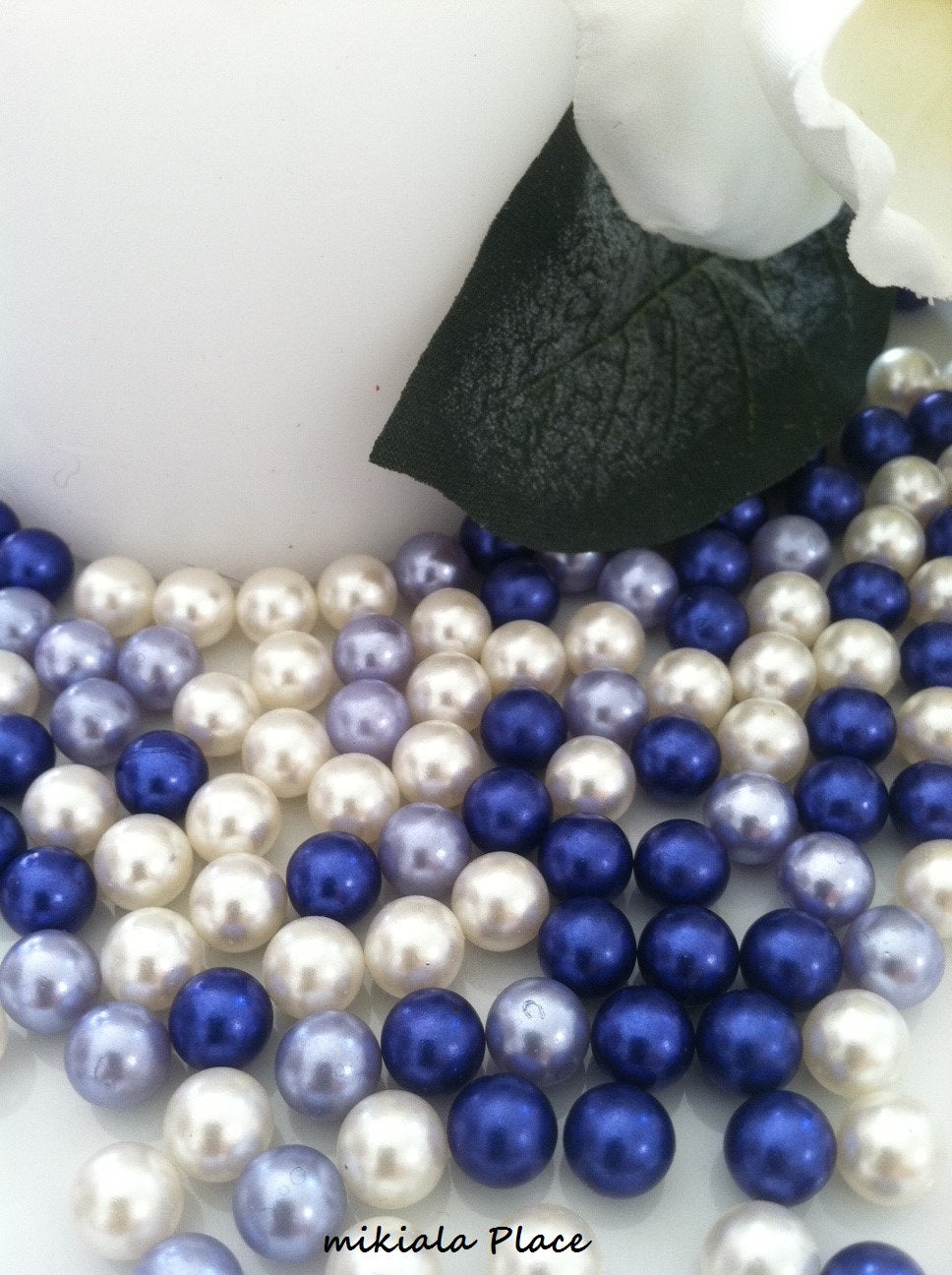 Royal Blue Pearls 300pcs 8mm No Hole Pearls For Candle Glass Fillers/Wine Glass Fillers, Table Scatters