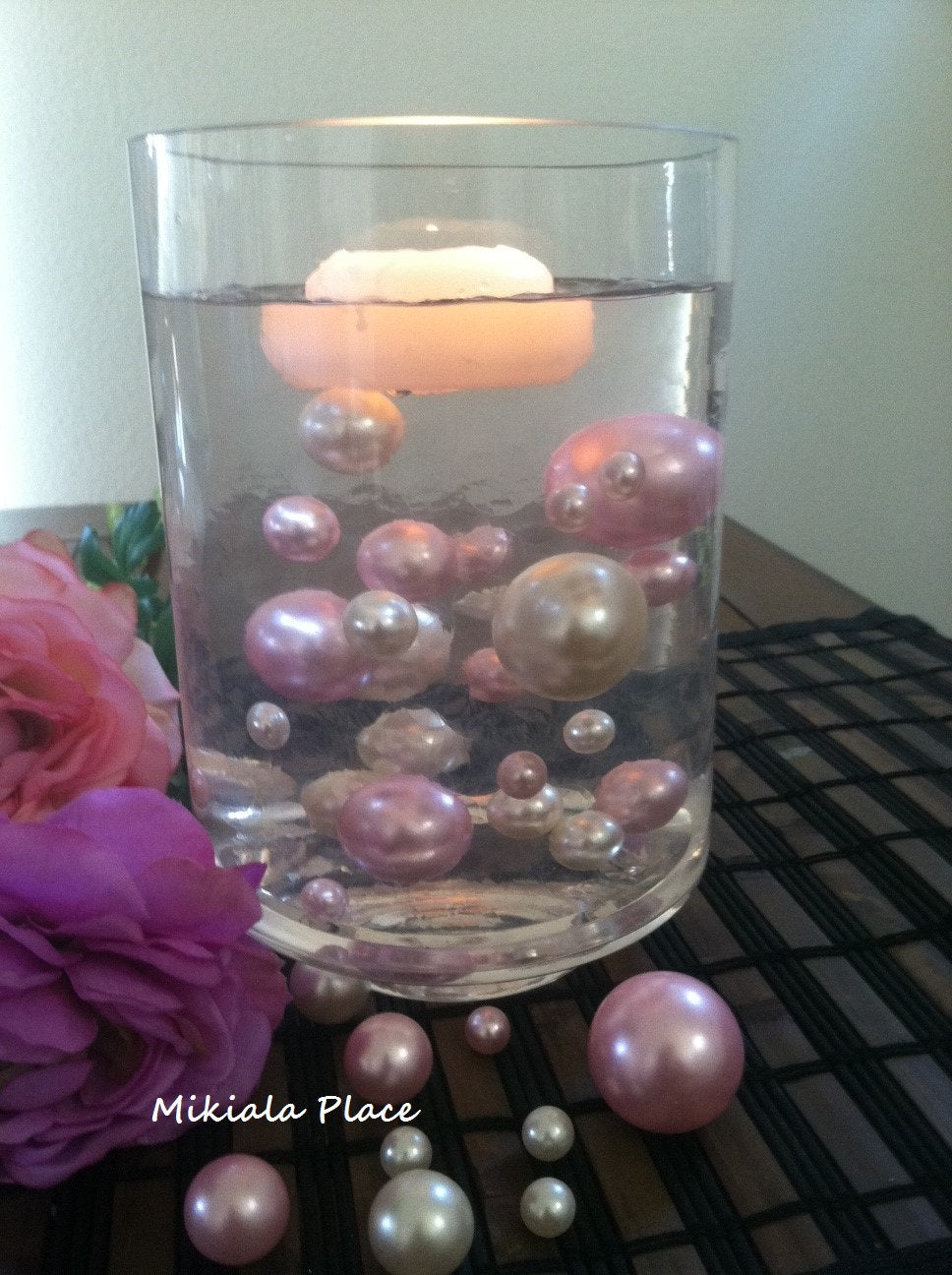 Floating Pearl Vase Filler Jumbo Pearls Ivory/Light-Baby Pink For Centerpieces/Table Top Confetti