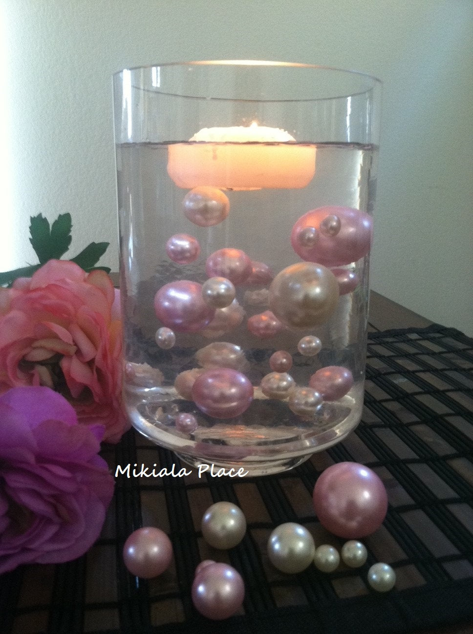 Floating Pearl Vase Filler Jumbo Pearls Ivory/Light-Baby Pink For Centerpieces/Table Top Confetti