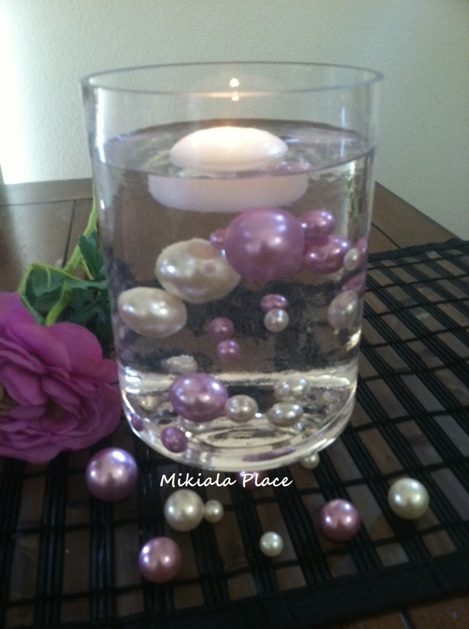 Floating Pearl Vase Filler Jumbo Pearls Ivory/Lilac-Lavendar For Wedding Centerpiece, Table Top Decor, Scatters