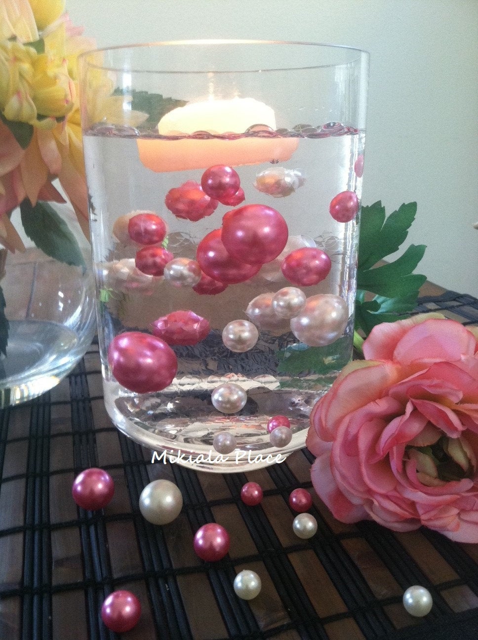 Vase Fillers for Baby Shower/Bridal Shower/Wedding Centerpiece Elegant Floating Jumbo Pearls Ivory/Hot Pink