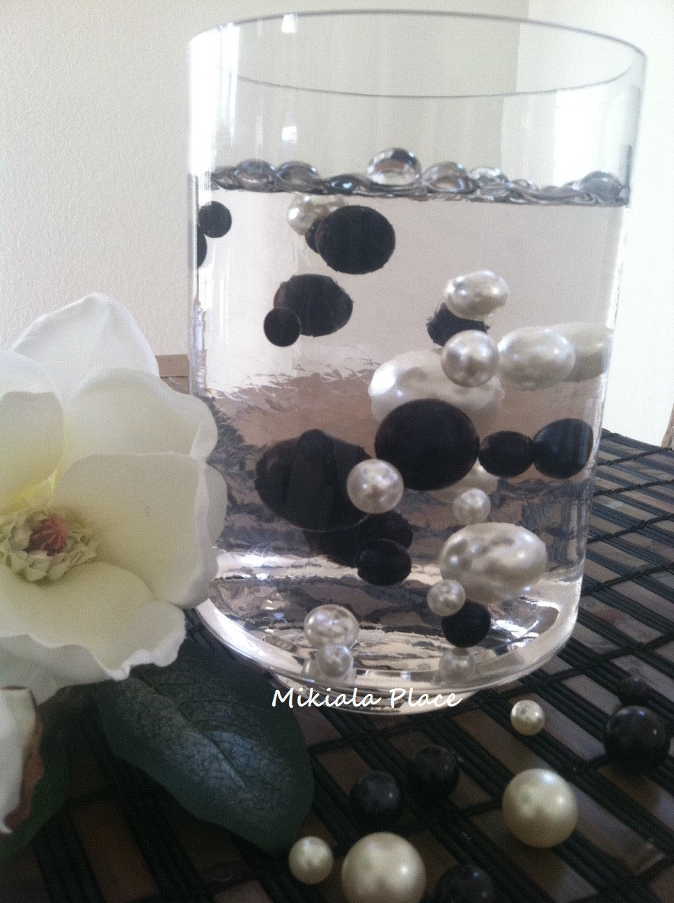 Elegant Black And White Floating Jumbo Pearls Vase Fillers/Wedding Centerpiece, Table Confetti, Scatters