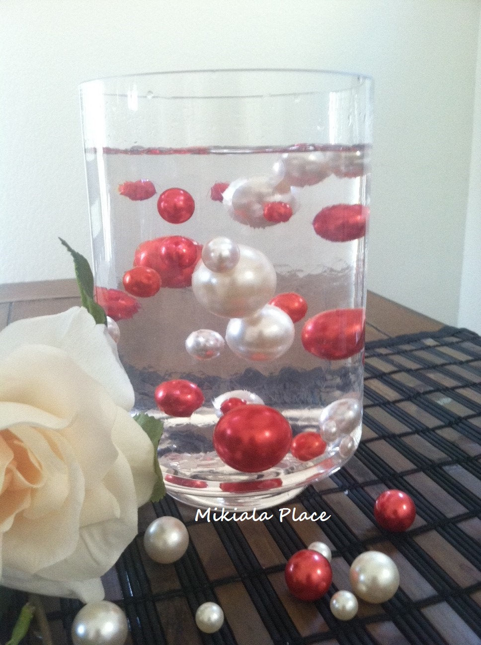 White/Red Jumbo Floating Pearls For Vase Fillers/Holiday-Valentine Wedding Centerpiece, Table Confetti, Scatters