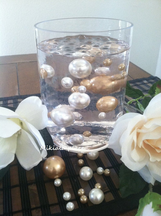 Champagne/Ivory Jumbo Floating Pearls For Vase Fillers/Holiday Wedding Centerpiece, Table Confetti, Scatters