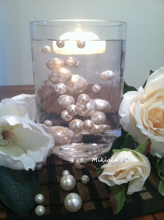 Ivory/White Jumbo Floating Pearls For Vase Fillers, Birthday, Wedding Centerpiece, Table Confetti, Scatters