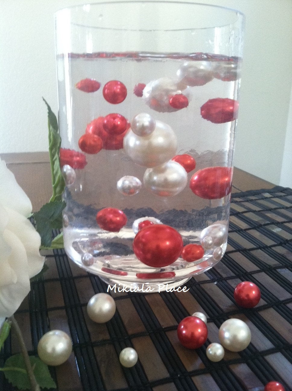 White/Red Jumbo Floating Pearls For Vase Fillers/Holiday-Valentine Wedding Centerpiece, Table Confetti, Scatters