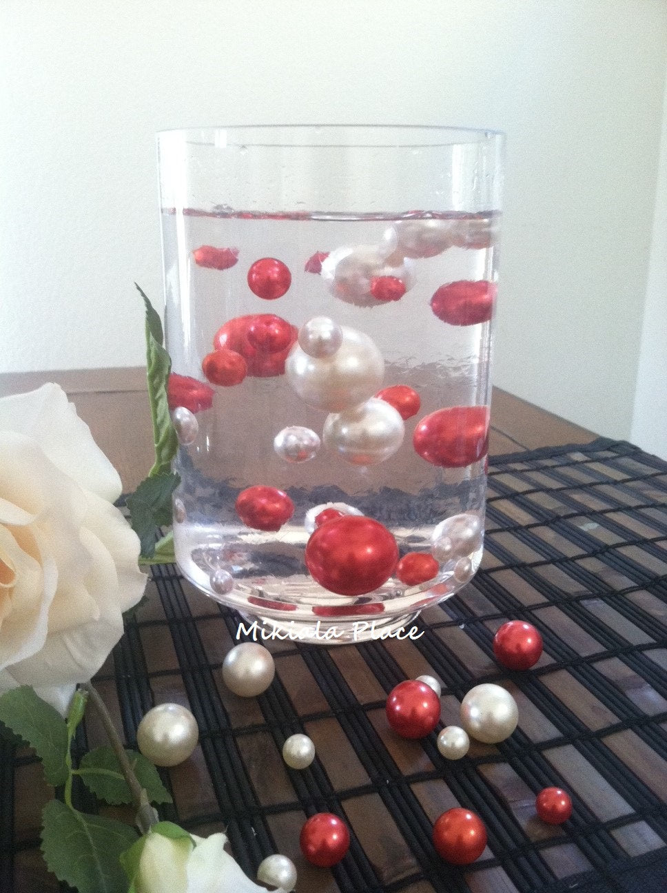 White/Red Jumbo Floating Pearls For Vase Fillers/Holiday-Valentine Wedding Centerpiece, Table Confetti, Scatters