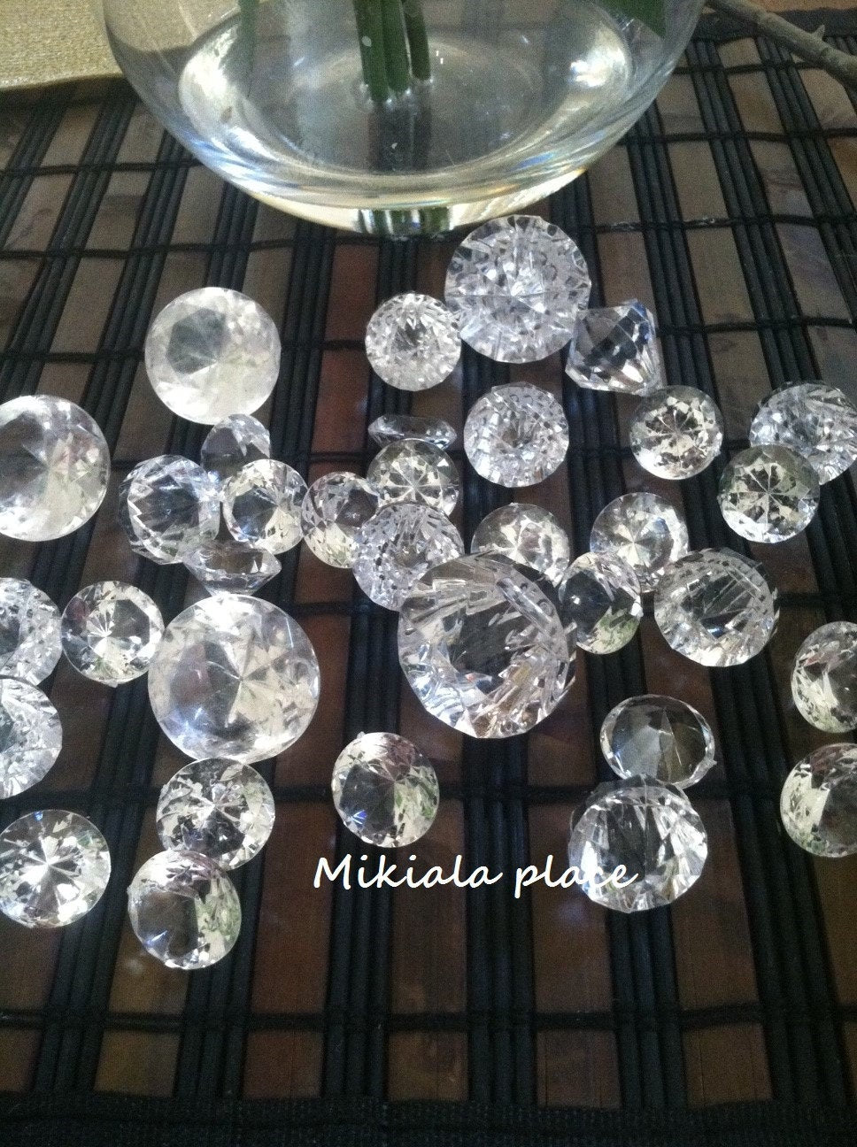 35pcs Clear Sparkling Diamond Gems Mix For Wedding Centerpiece/Home Accents/Table Scatters, Confetti, Vase Fillers