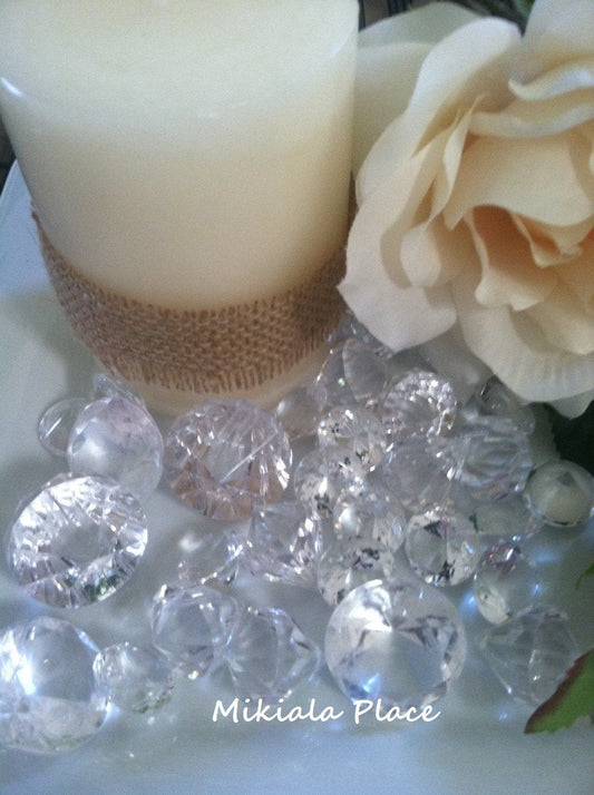 35pcs Clear Sparkling Diamond Gems Mix For Wedding Centerpiece/Home Accents/Table Scatters, Confetti, Vase Fillers