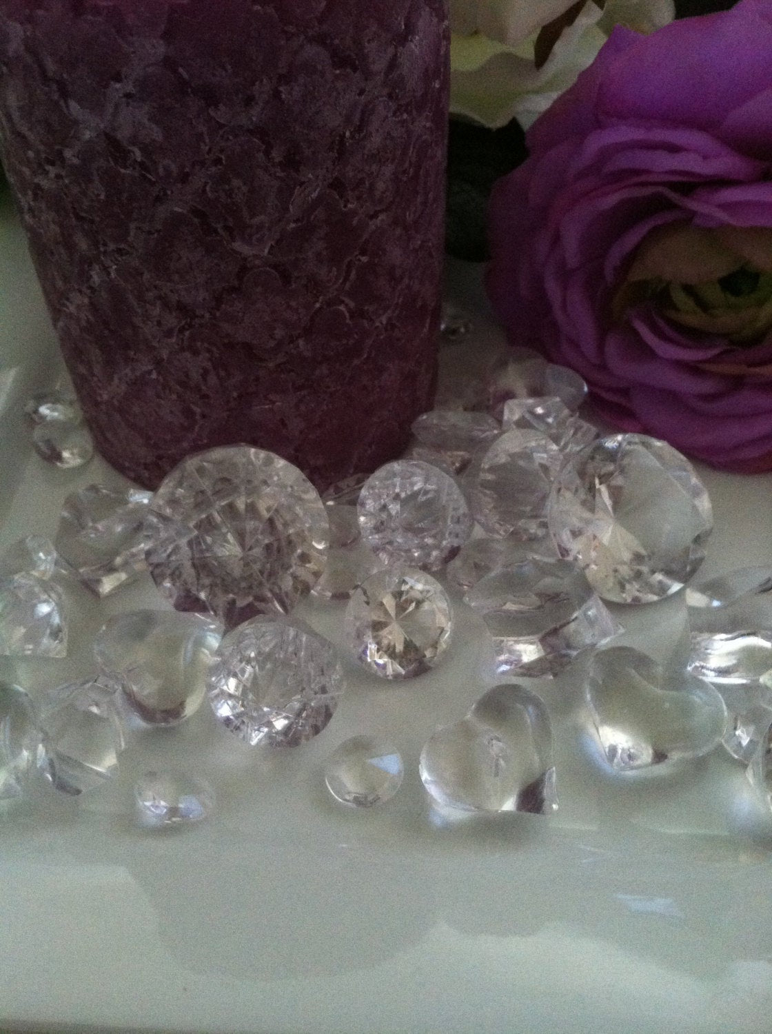 80pcs Jumbo Diamond Gems, Hearts,  Nugget Mixes For Wedding Centerpiece/Home Accents/Table Scatters, Vase Fillers