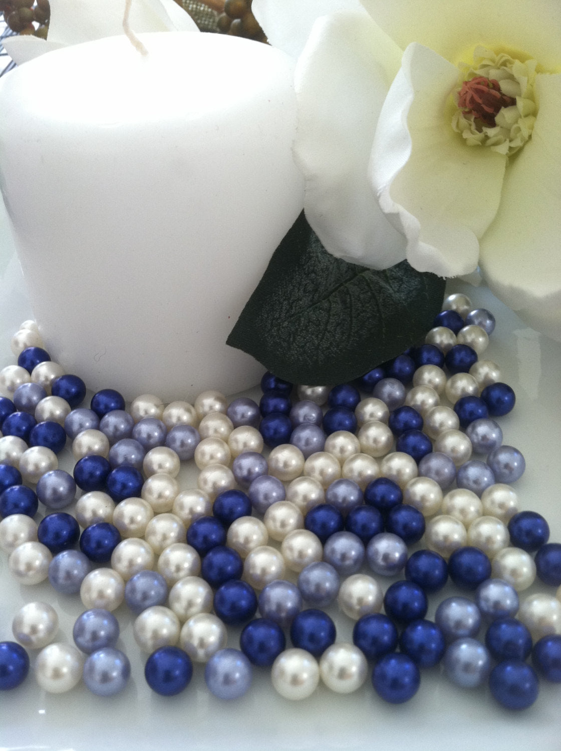 Royal Blue Pearls 300pcs 8mm No Hole Pearls For Candle Glass Fillers/Wine Glass Fillers, Table Scatters