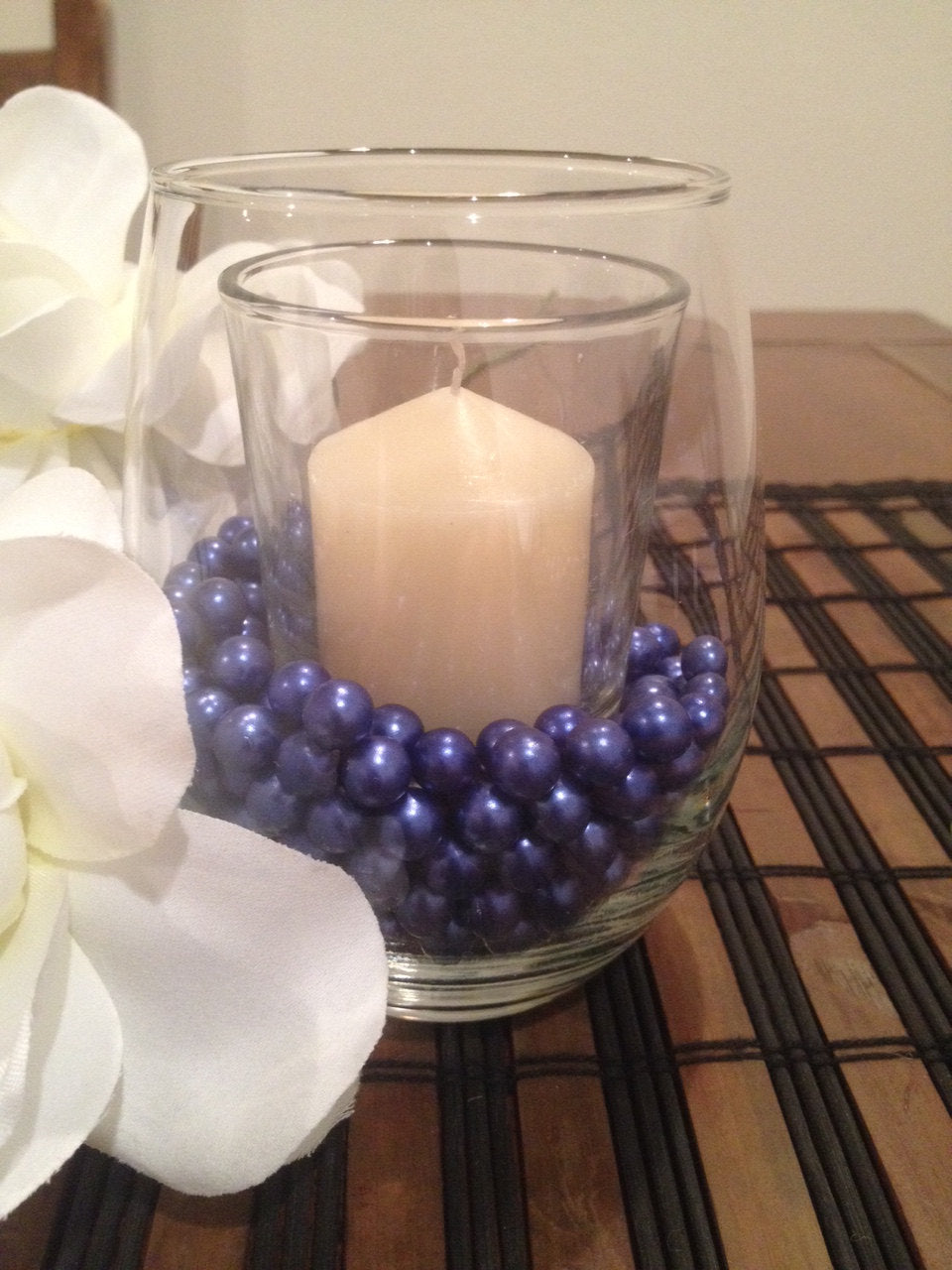 Royal Blue Pearls 300pcs 8mm No Hole Pearls For Candle Glass Fillers/Wine Glass Fillers, Table Scatters