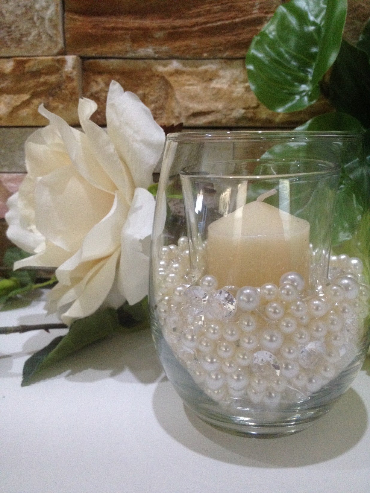 Diamonds And Pearls Table Scatter, Teal Blue & Light Blue Table Confetti, Vase Filler Pearls For Candles, Wine glass